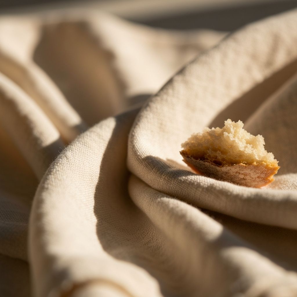 Platno sa sitnim mrvicama kruha i toplim sjenom