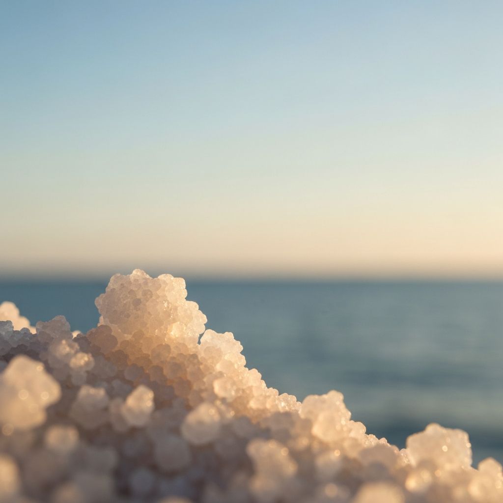 Makro snimak kristala morske soli, toplina i tekstura